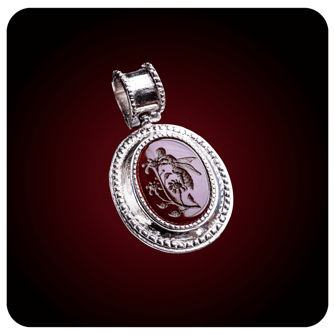 Humming bee, Intaglio Pendant, Carnelian Stone
