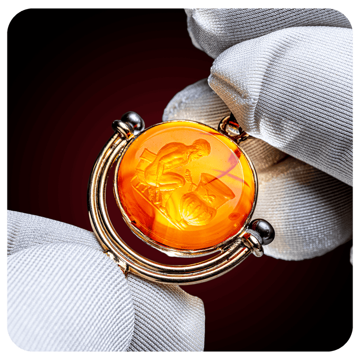 Pottery scene, Intaglio Pendant, Carnelian