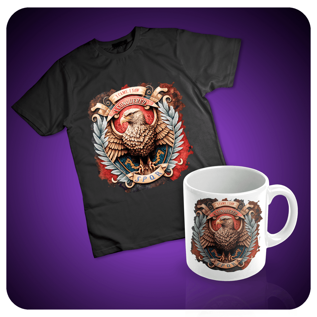 I came, I saw, I conquered, Roman Eagle T-Shirt and Mug - Set