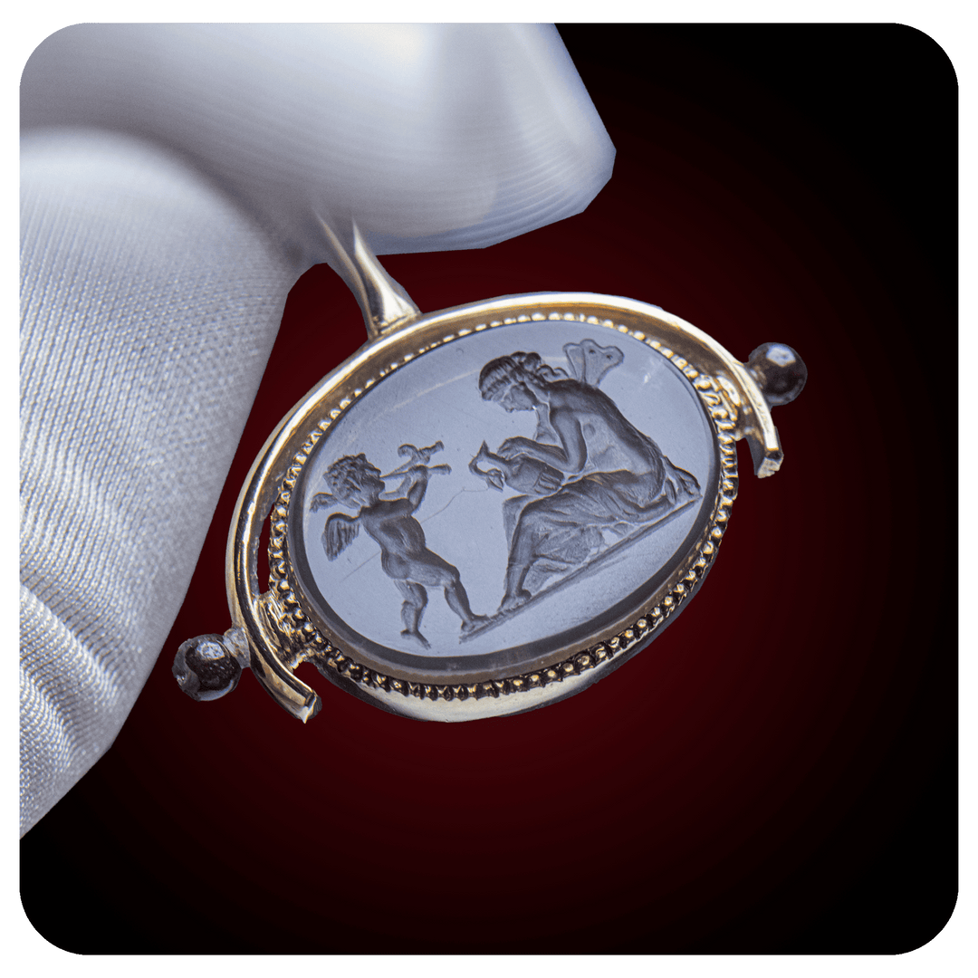 Angel and Woman, Intaglio Pendant, Topaz Stone - SPQR SHOP
