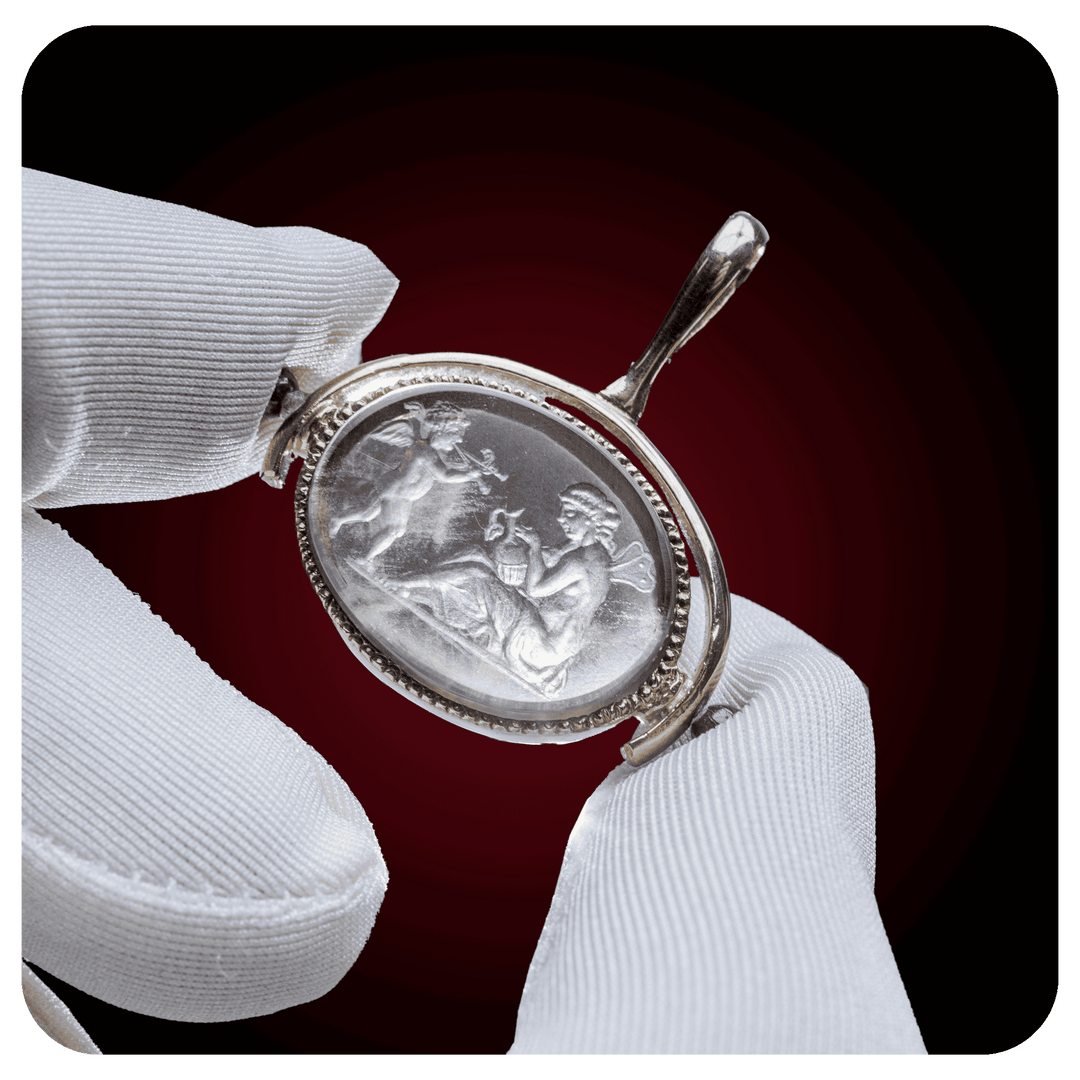Angel and Woman, Intaglio Pendant, Topaz Stone - SPQR SHOP