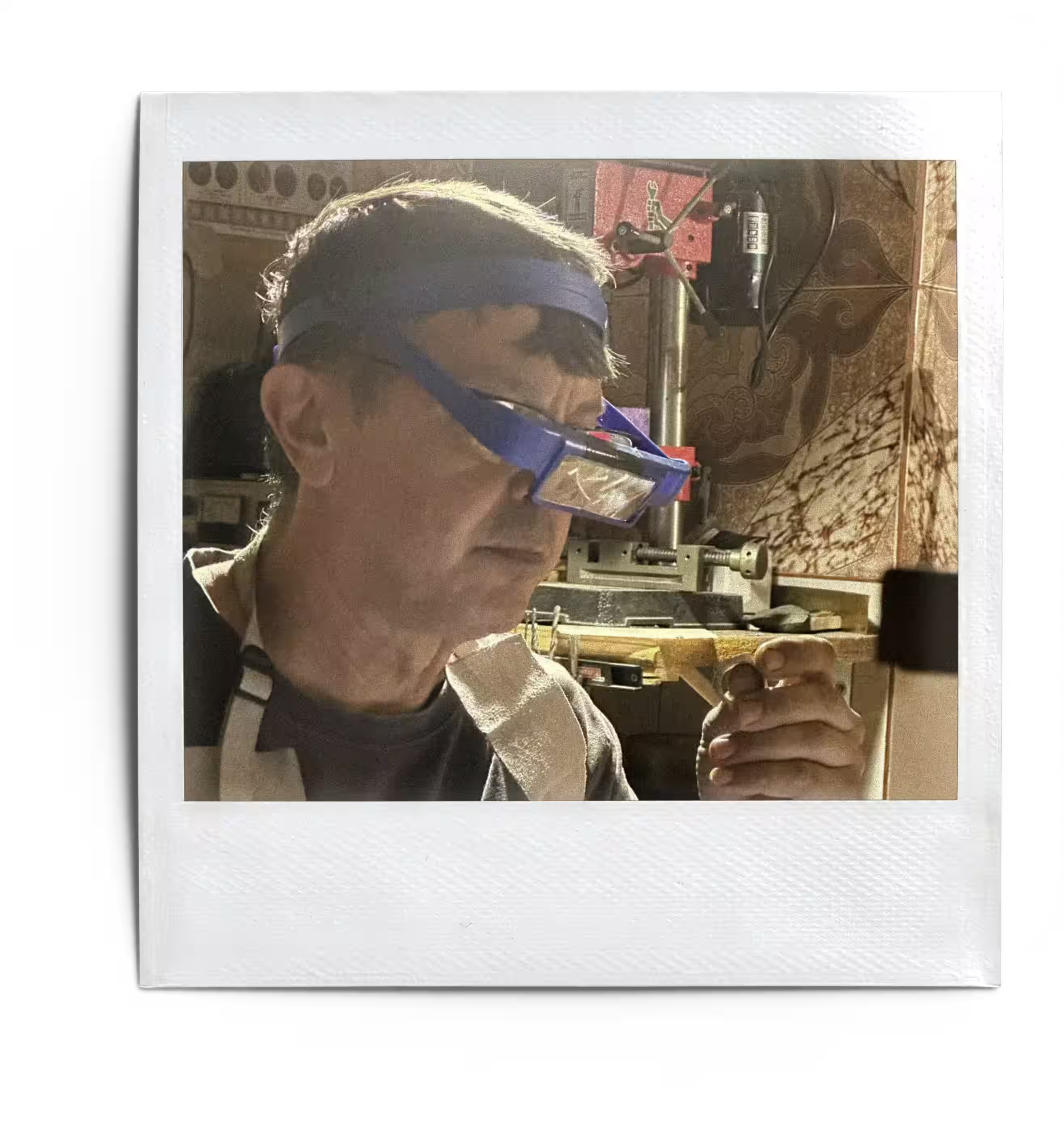 Kolyo Marinov, jeweller and founder of SPQR Shop, at his bench in the workshop.