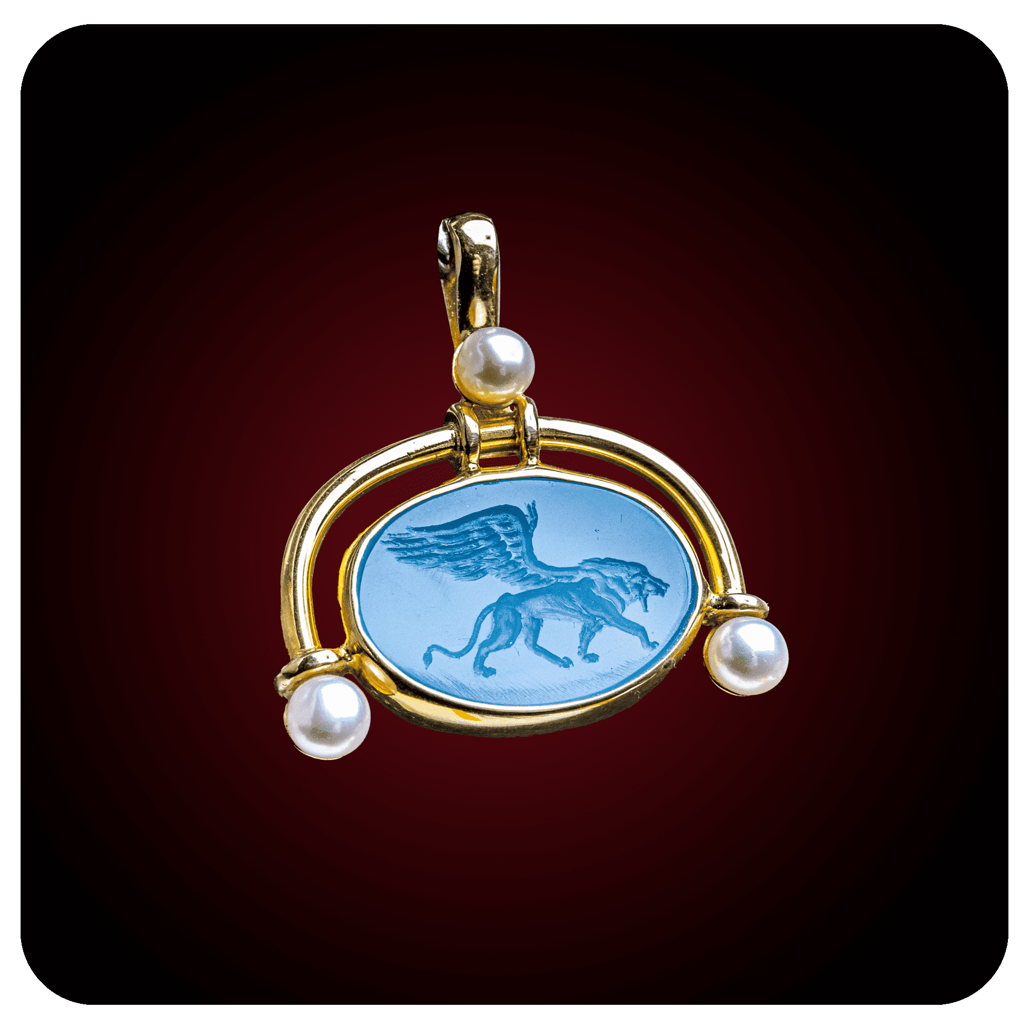 Winged Lion, Intaglio Pendant, Chalcedony - SPQR SHOP
