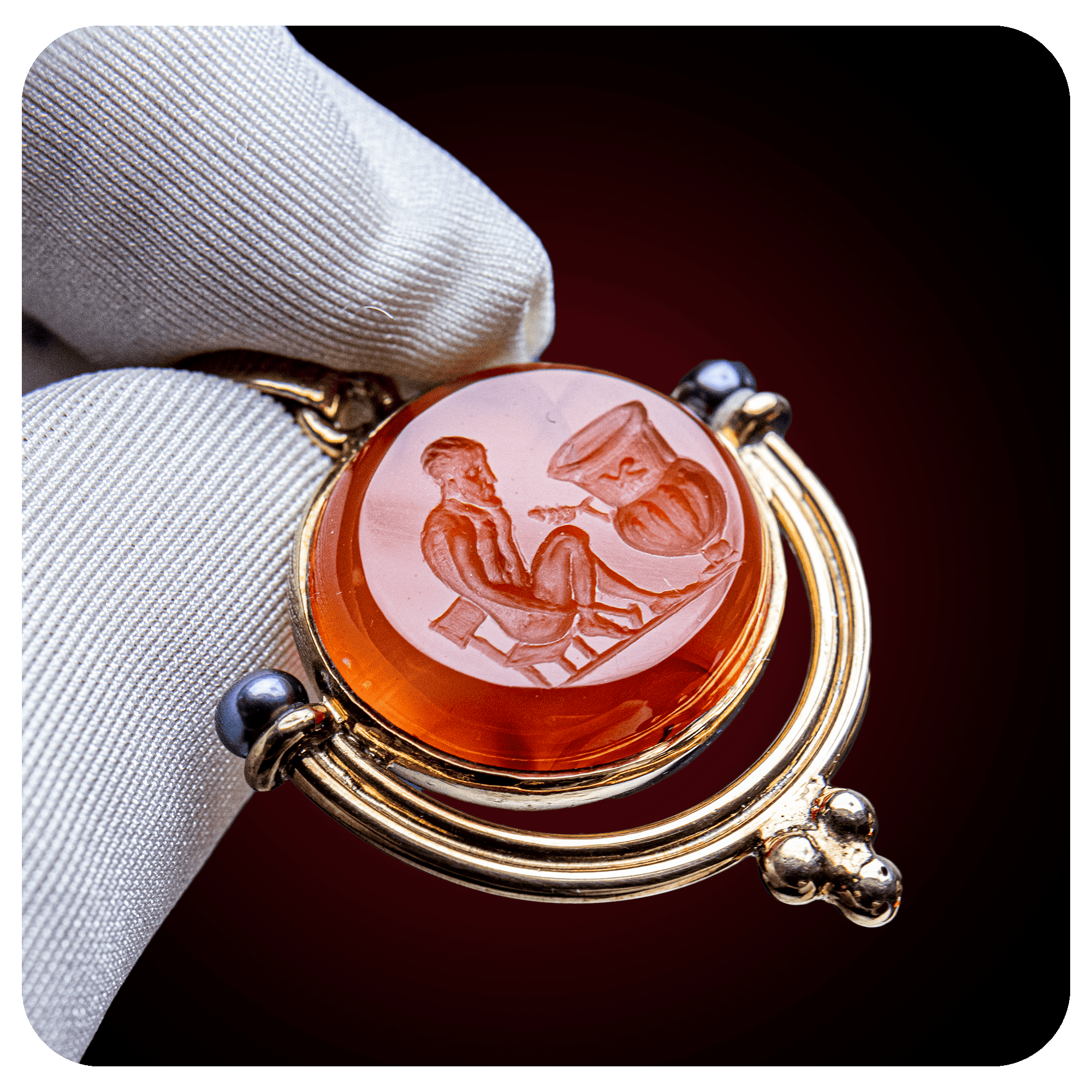 Pottery scene, Intaglio Pendant, Carnelian - SPQR SHOP