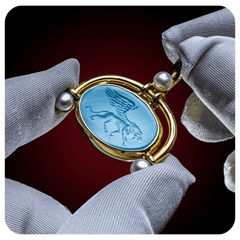 Winged Lion, Intaglio Pendant, Chalcedony - SPQR SHOP