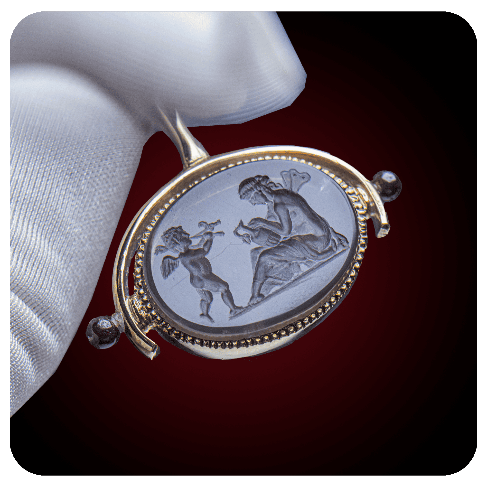 Angel and Woman, Intaglio Pendant, Topaz Stone - SPQR SHOP