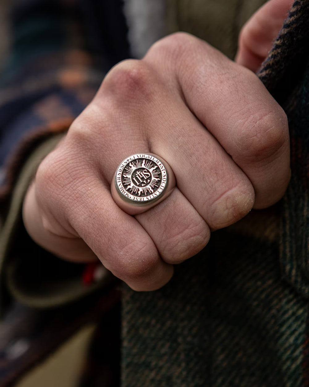 The Divine Name - IHS Ring worn on hand - SPQR SHOP