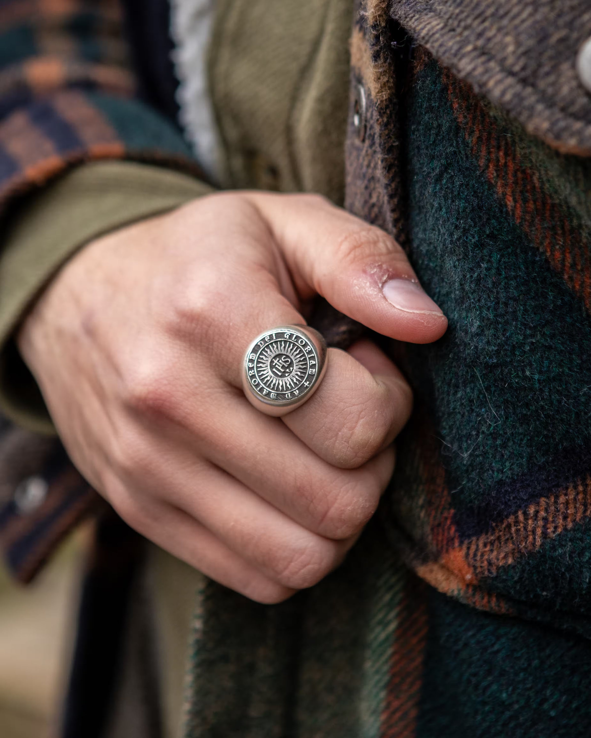 The Glory of God - IHS Ring worn on hand - SPQR SHOP