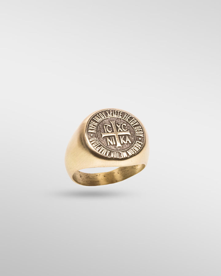 HOLY PROTECTION RING – IC XC NIKA in Bronze - SPQR SHOP