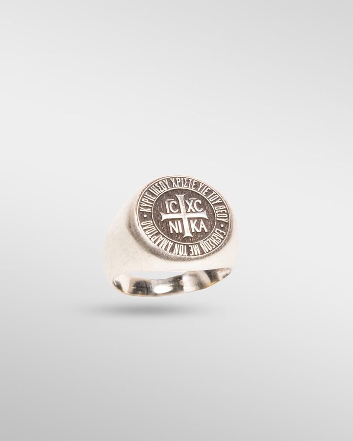 HOLY PROTECTION RING – IC XC NIKA in Silver - SPQR SHOP