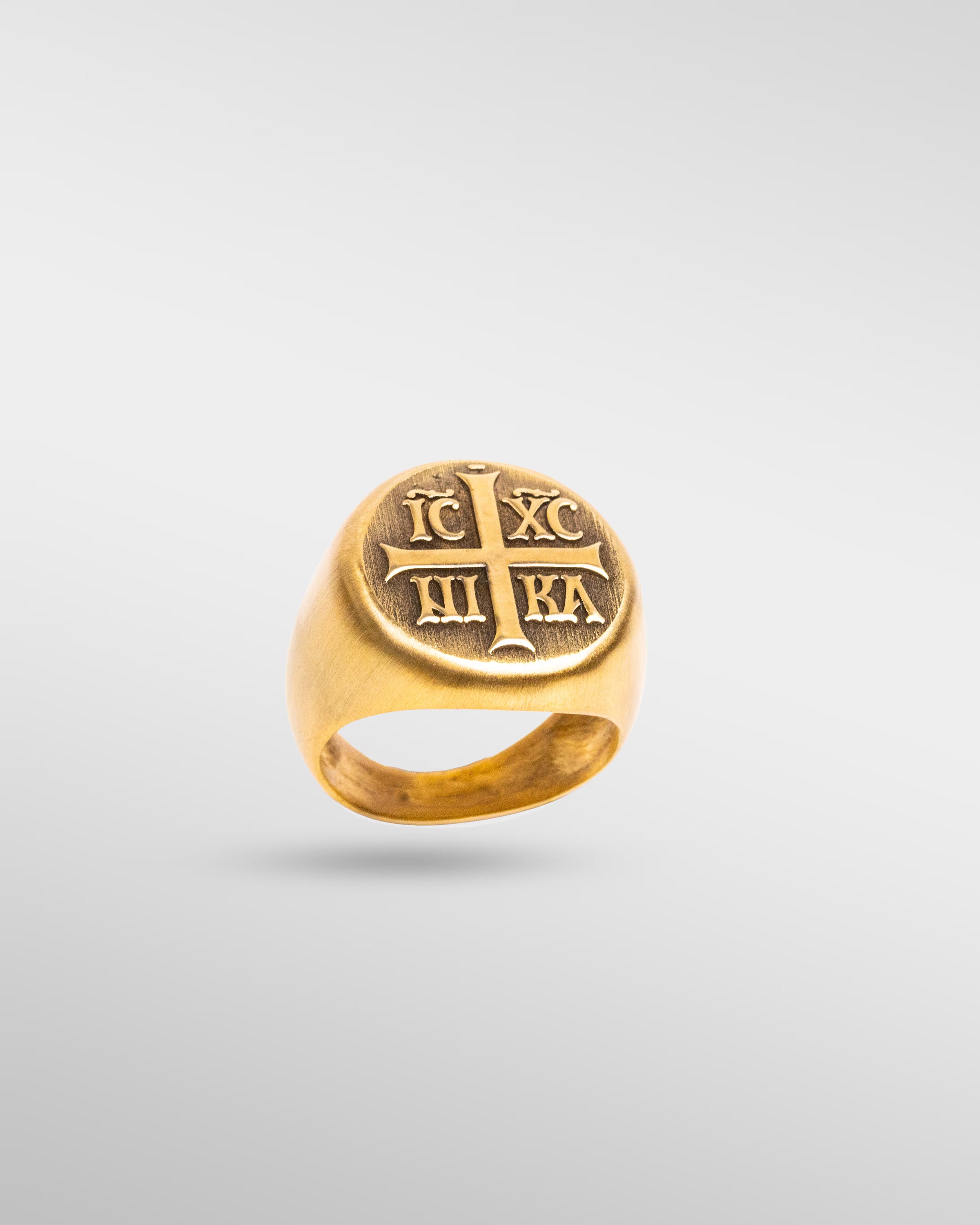 VICTORY OF CHRIST RING – IC XC NIKA CROSS in Gold - SPQR SHOP