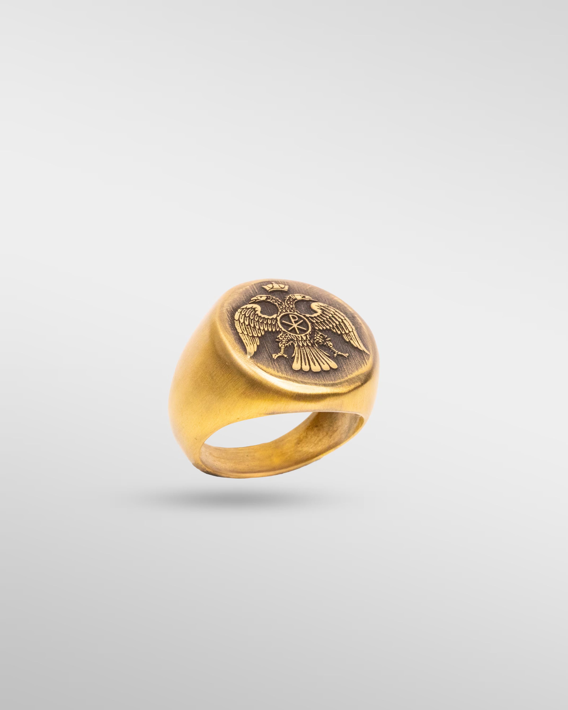 IMPERIAL CHI-RHO RING – THE DOUBLE-HEADED EAGLE in Gold - SPQR SHOP