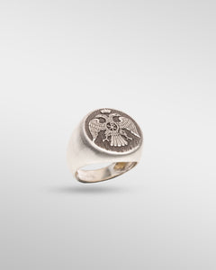 IMPERIAL CHI-RHO RING – THE DOUBLE-HEADED EAGLE in Silver - SPQR SHOP