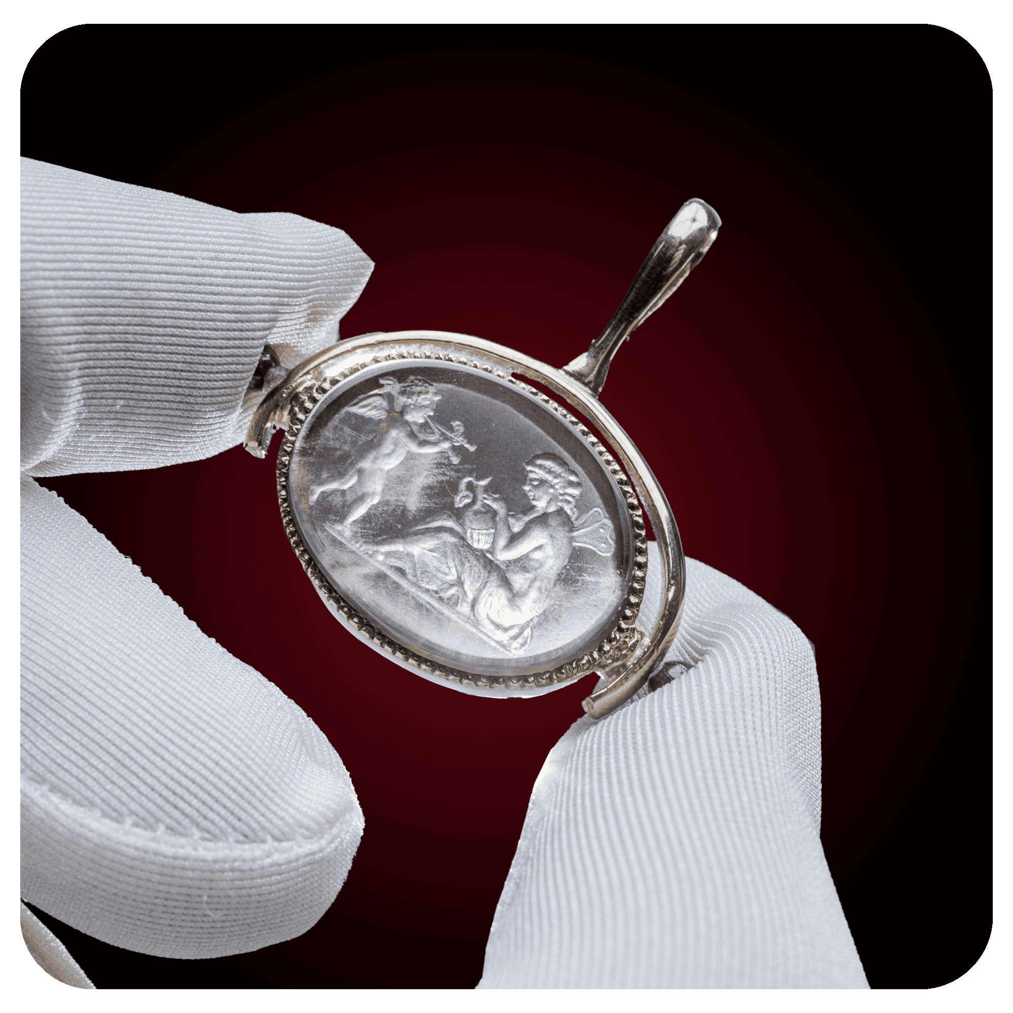 Angel and Woman, Intaglio Pendant, Topaz Stone - SPQR SHOP